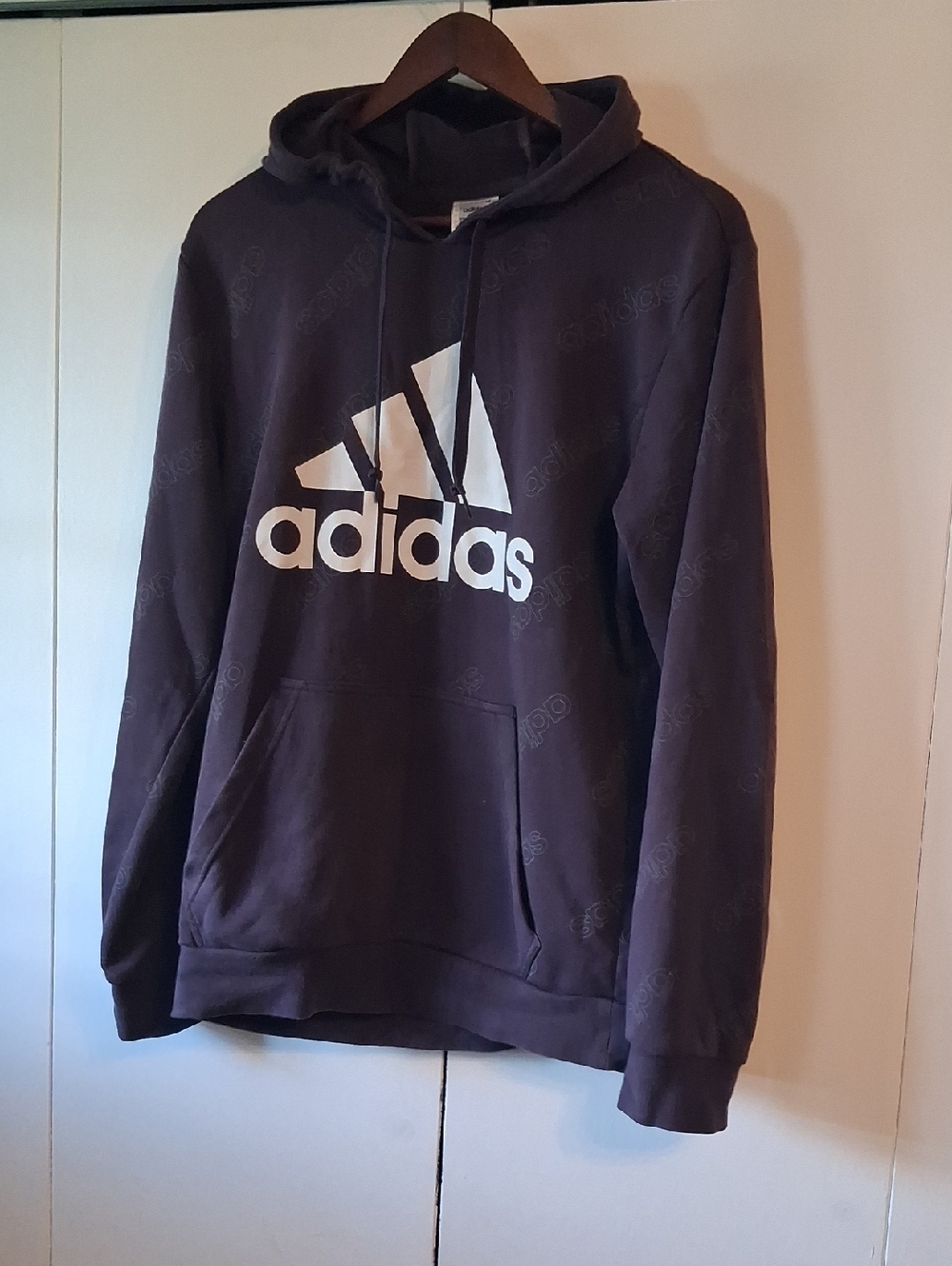 adidas Womens Crewneck Hoodie in Dark Brown with White Logo